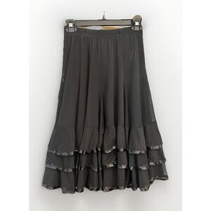 Vintage Y2K 00s 2000s  black witch goth midi Tiered skirt whimsigoth XS S.    Ff